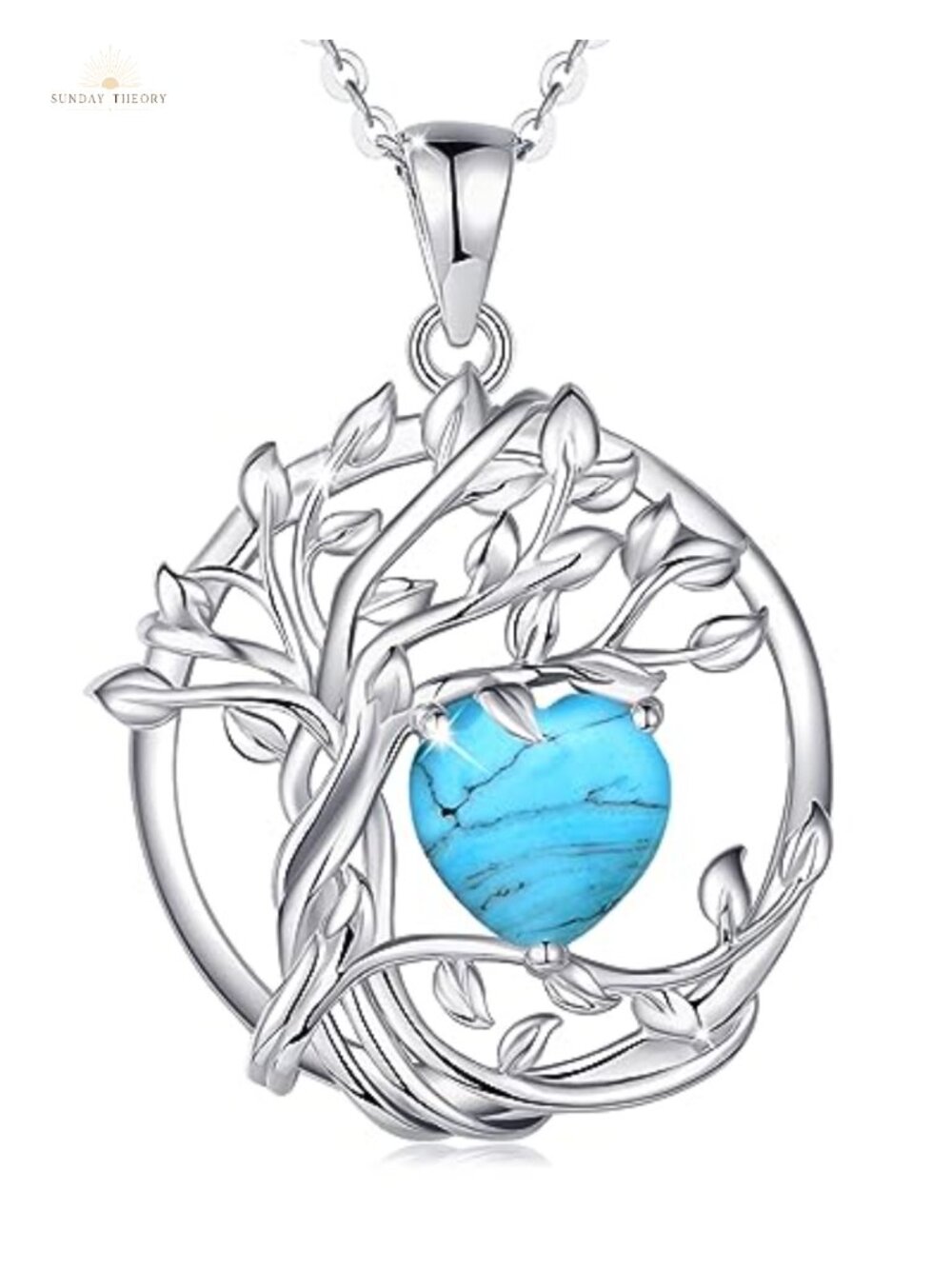 Sterling Silver Tree of Life Birthstone Pendant Necklace